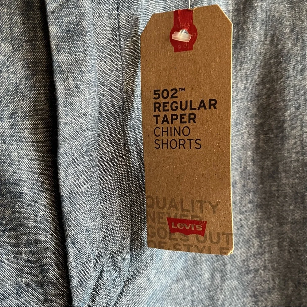 NWT Levi’s 502 Regular Taper Chino Shorts Blue Chambray Linen Cotton